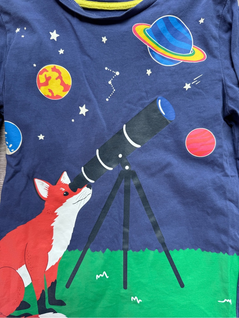 Mini Boden Fox Stargazing Space Shirt - Picture 2 of 4